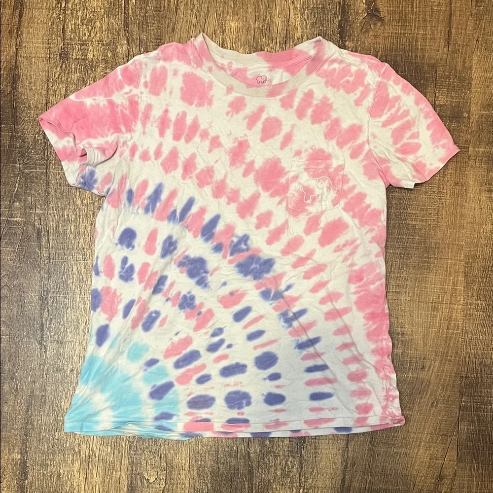 Ivory Ella Spiral Tie-Dye Tee - Pink and Blue - Picture 1 of 5